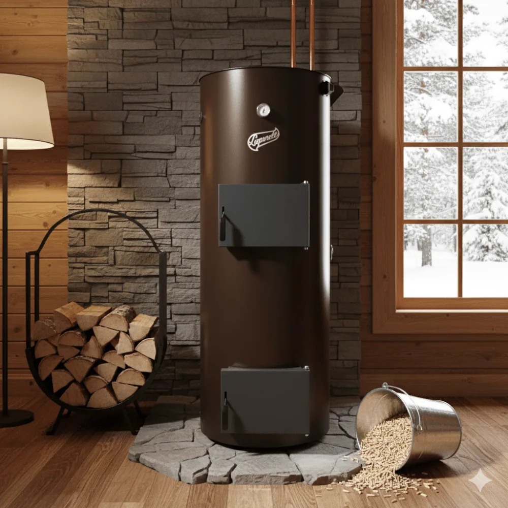 Centrală pe lemne de 40 Kw Liepsnele L40 cu ardere tip lumanare